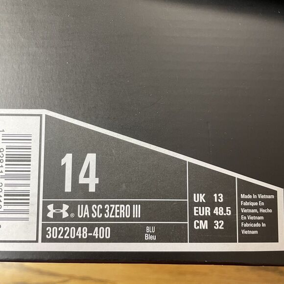 Under Armour Steph Curry 3Zer0 3 Royal Blue Size 14 Sneakers Basketball Shoes
